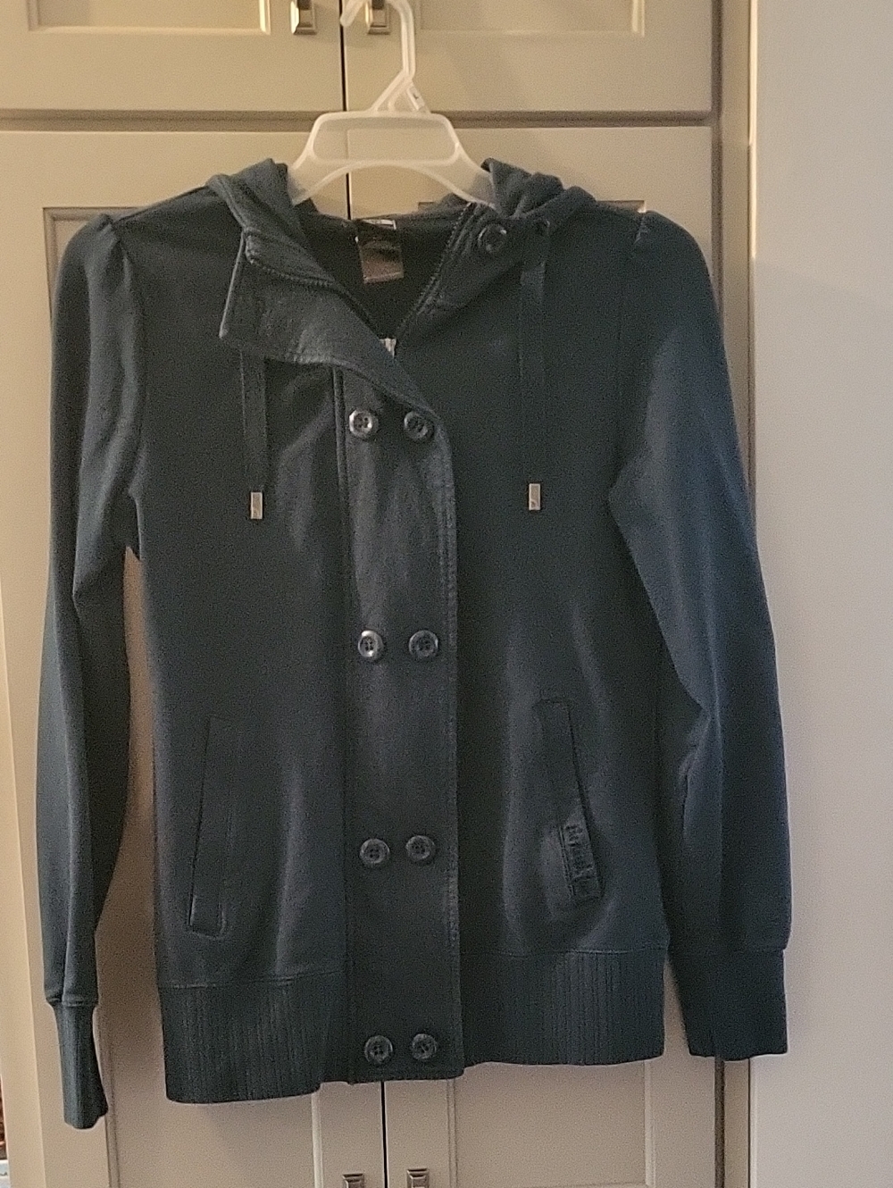 The North Face Women’s Dark TealHooded Button-Up Sweatshirt Jacket